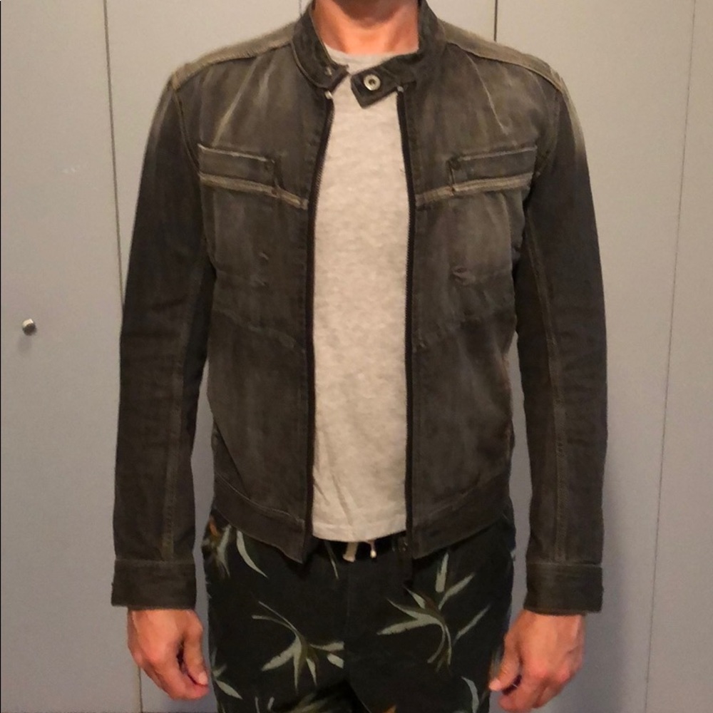 Diesel Men’s Gray Denim Motorcycle Jacket